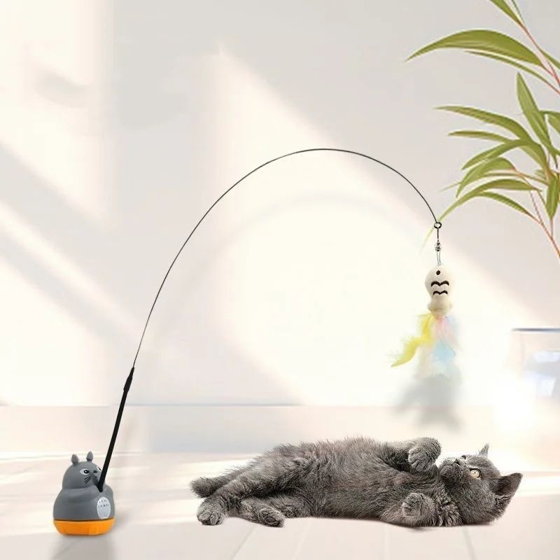 Interactive Feather Fishing Rod Cat Toy 1