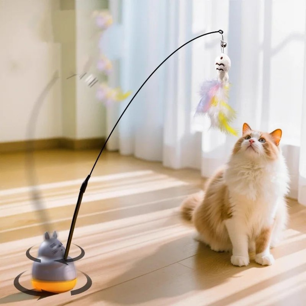 Interactive Feather Fishing Rod Cat Toy 2