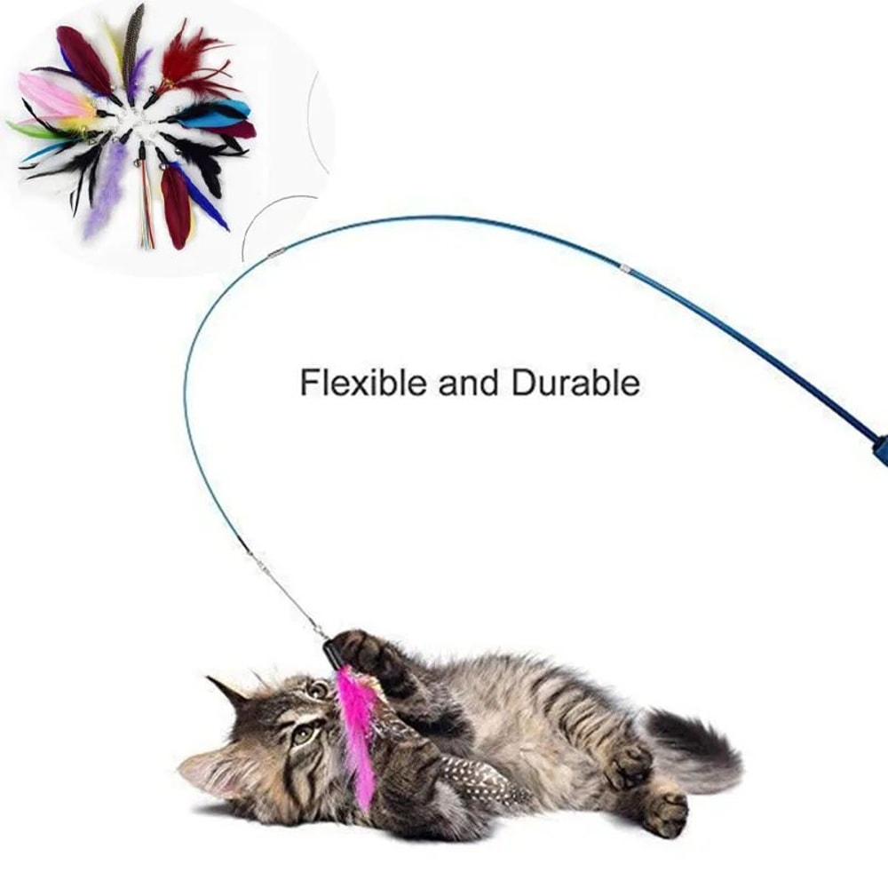Telescopic Feather Cat Teaser Wand Toy 2