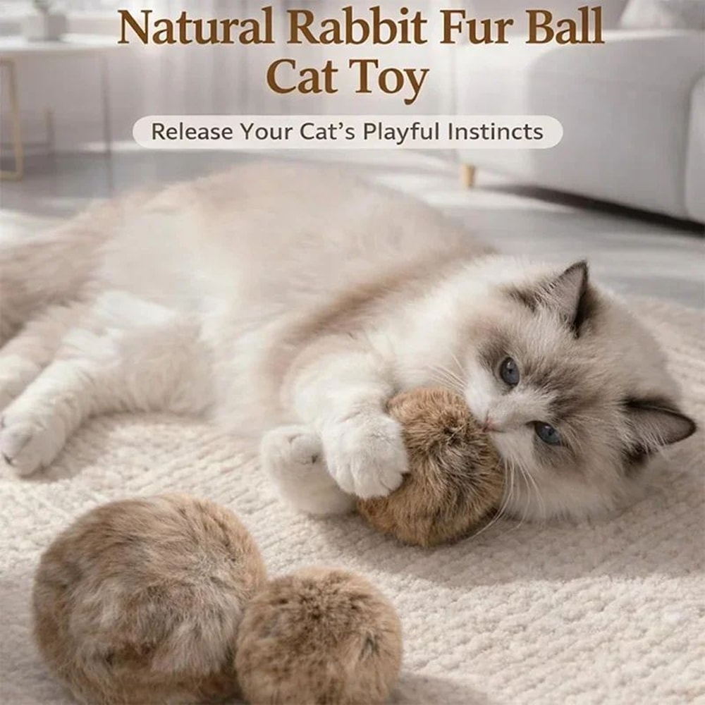 3PCS Catnip Plush Fur Ball Cat Toys 1