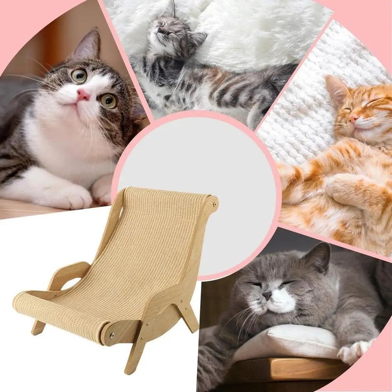 Wooden Sisal Cat Lounge Scratching Chair 4