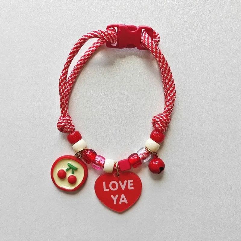 Colorful Braided Pet Collar With Bell 4