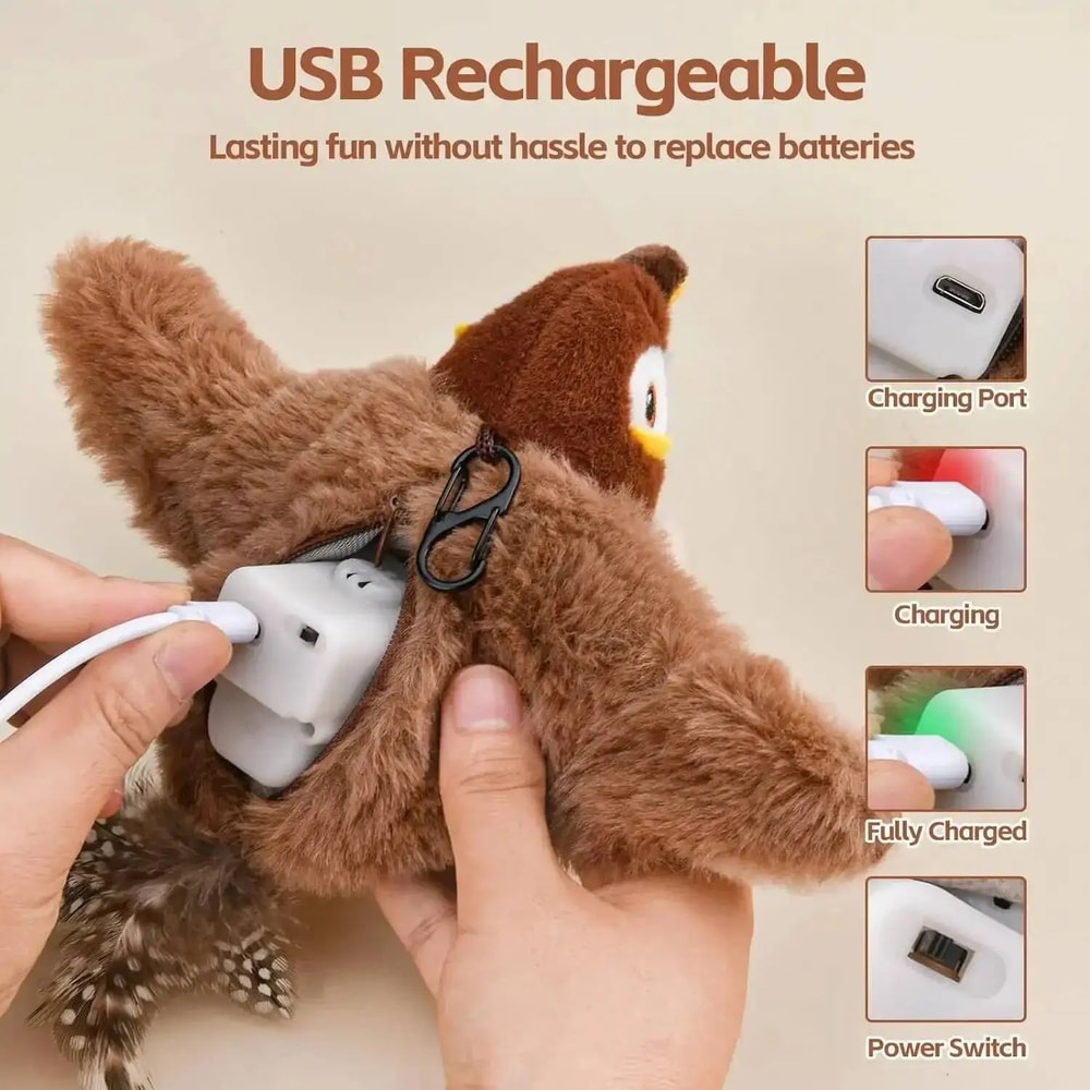 Rechargeable Chirping Flapping Bird Cat Toy 2