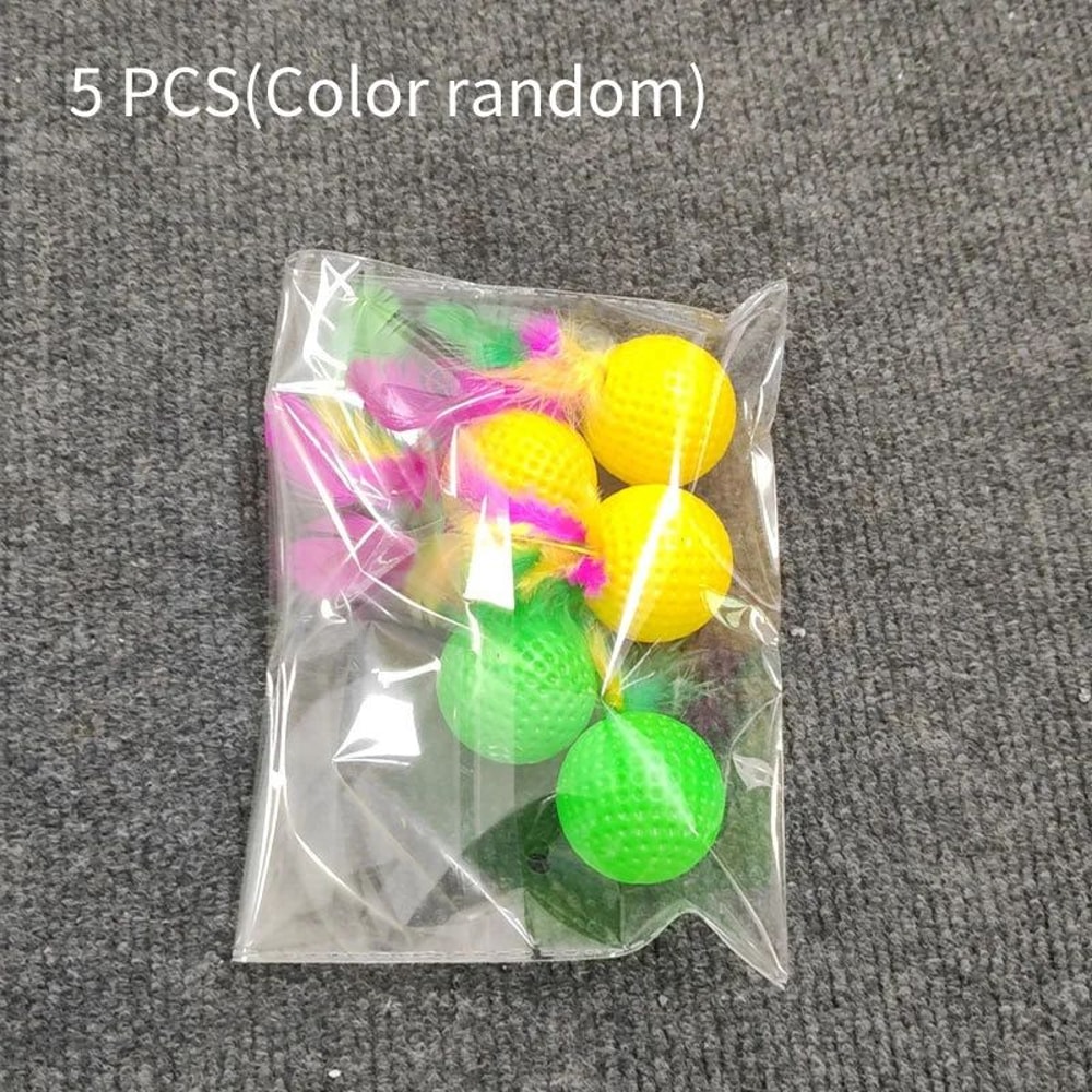 Colorful Feather Golf Ball Interactive Cat Toy 6
