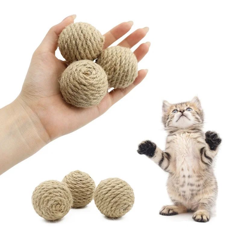 Interactive Sisal Cat Scratching Sound Ball Toy 0