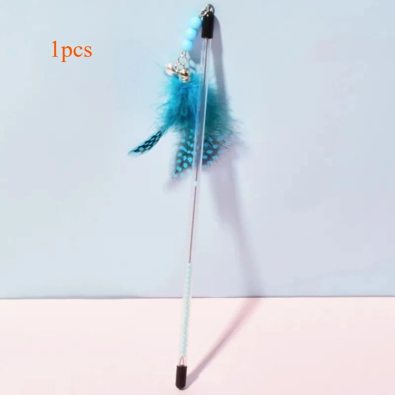 Retractable Feather Teaser Wand Cat Toy Set 8