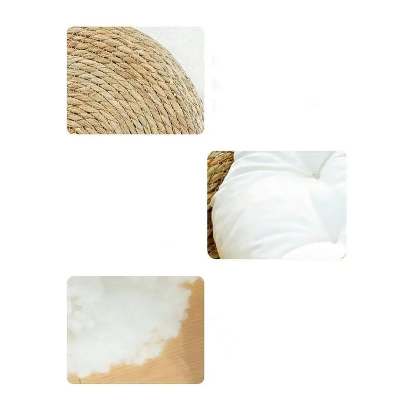Rattan Woven Cat Basket Bed With Soft Cushion 6