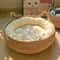 Rattan Woven Cat Basket Bed With Soft Cushion 7