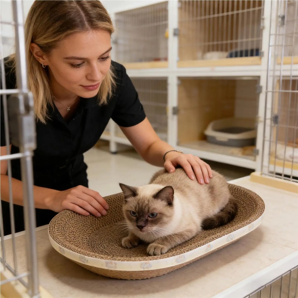 Oval Corrugated Cat Scratcher Bed And Furniture Protector 4