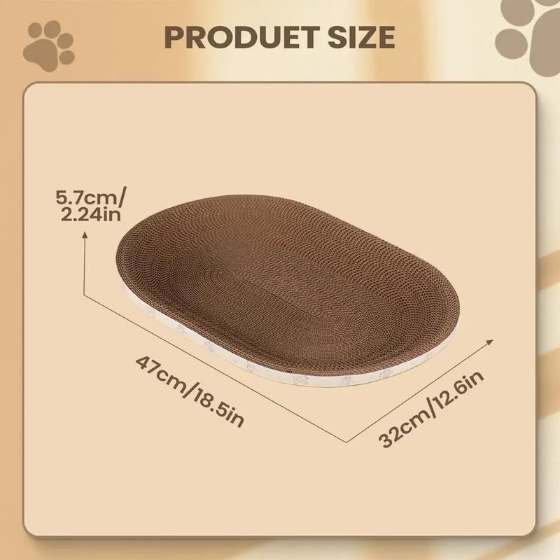 Oval Corrugated Cat Scratcher Bed And Furniture Protector 11
