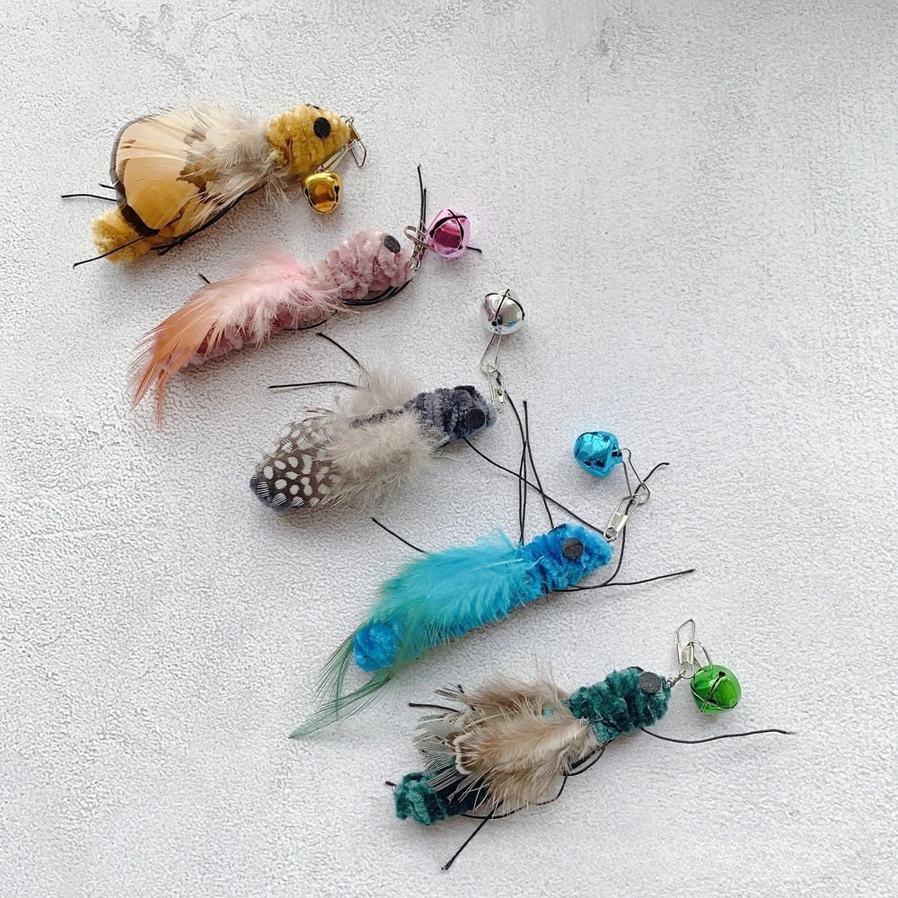 Interactive Plush Insect Cat Teaser Toy Set 0