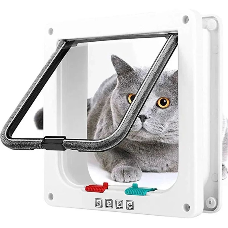 Weatherproof 4 Way Locking Cat Door 1