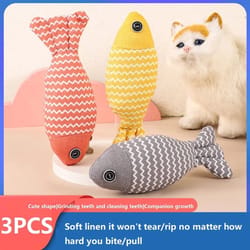 3pcs fish catnip interactive kicker toy set