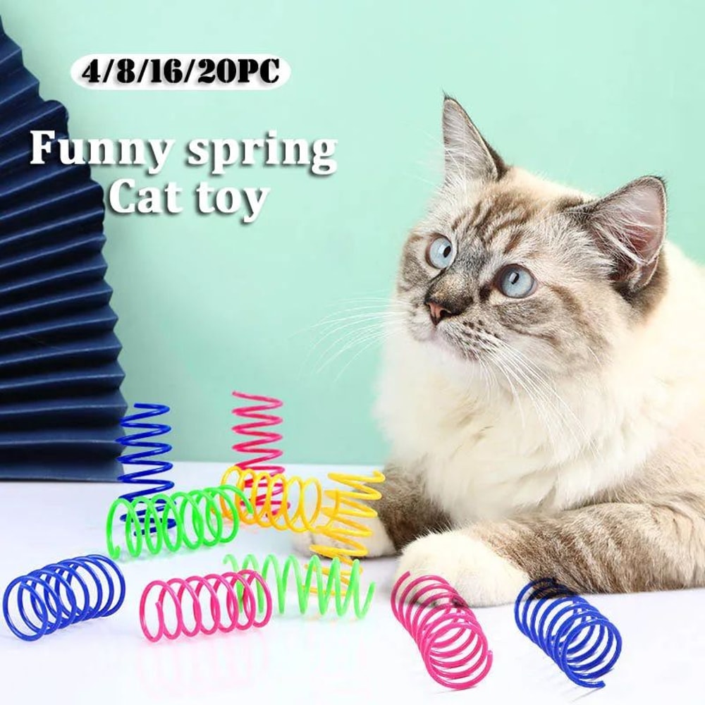 Colorful Spiral Spring Interactive Cat Toy 0