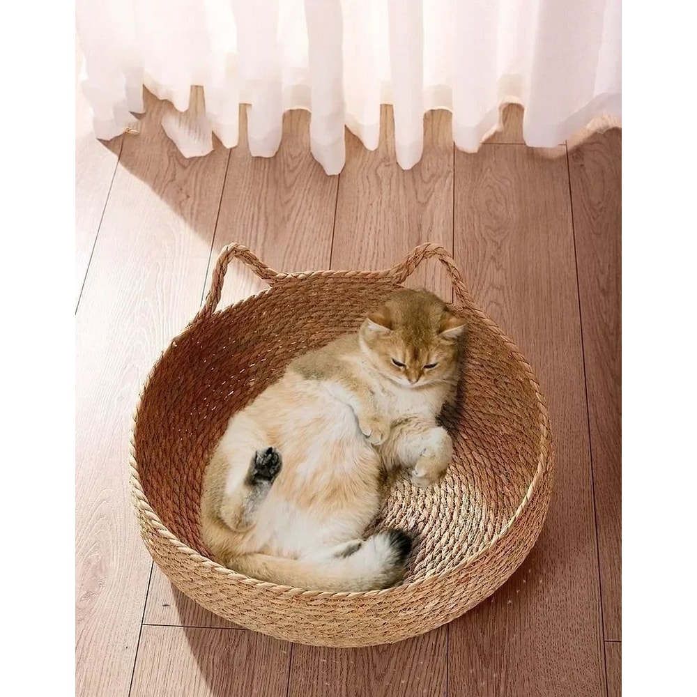 Hand Woven Rattan Cat Nest Bed 5