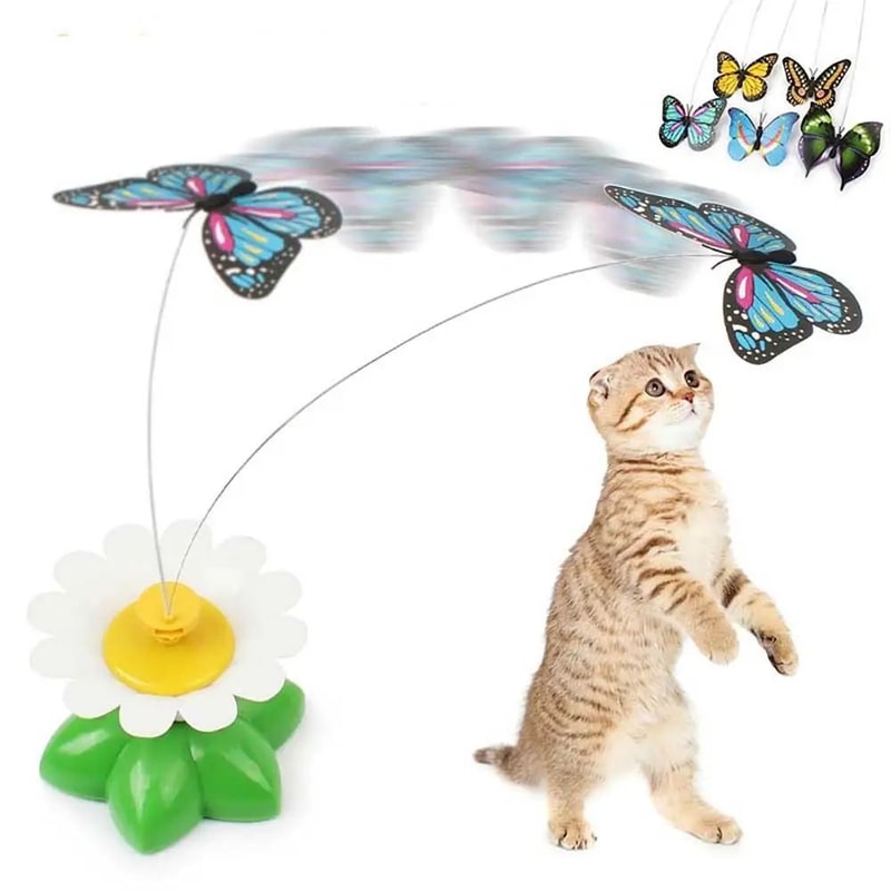 Automatic Rotating Butterfly Bird Interactive Cat Toy 3