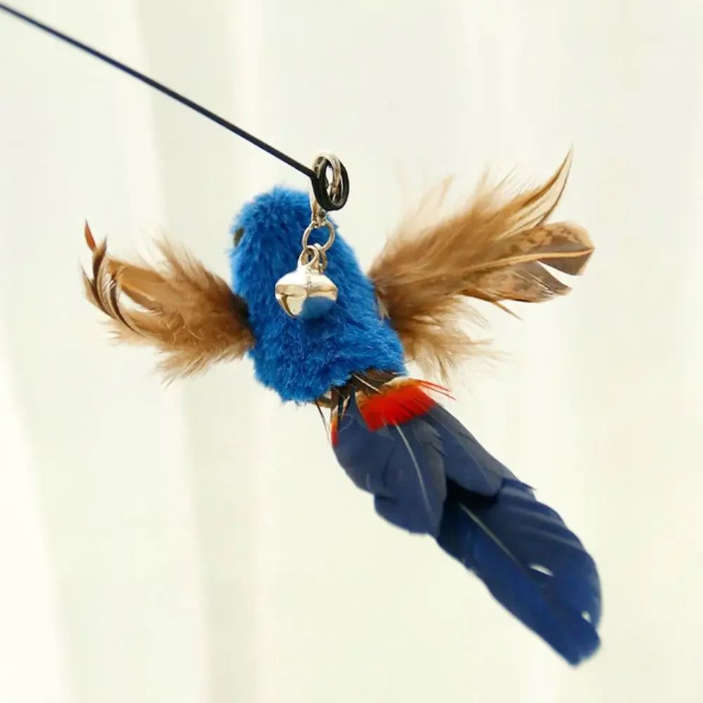 Interactive Feather Bird Cat Teaser Wand Toy 7