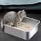 Large Stainless Steel Cat Litter Box With High Sides 7
