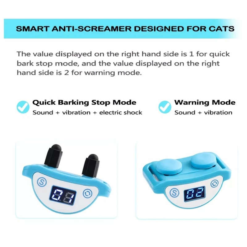 PetJoy Rechargeable Anti Meow Training Collar For Cats 12