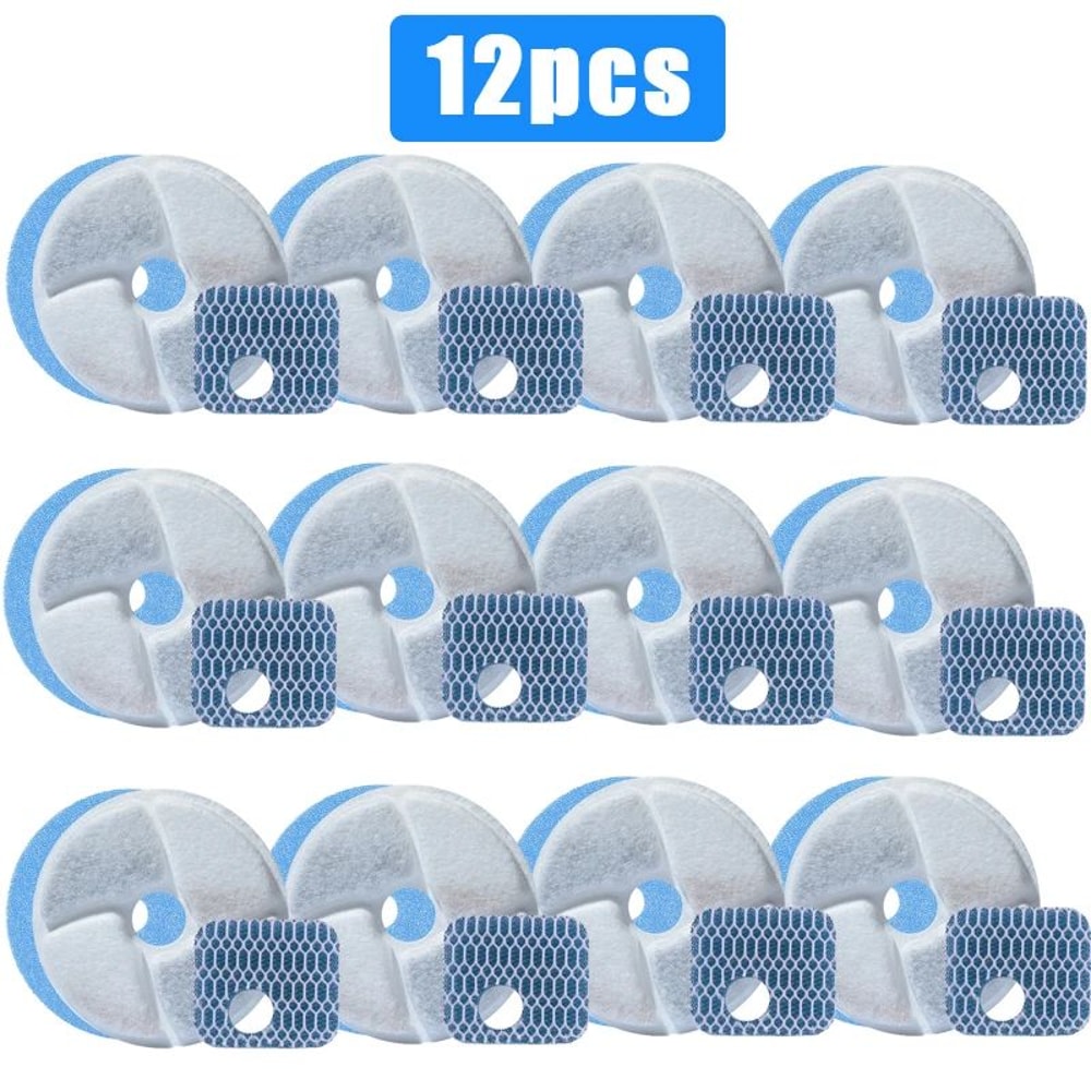 Replacement Carbon Resin Filters For Pet Water Fountain 12PCS Set 6
