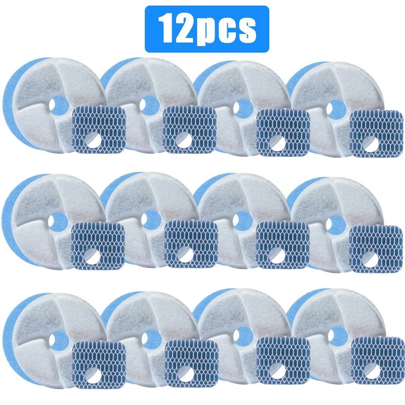 Replacement Carbon Resin Filters For Pet Water Fountain 12PCS Set 6