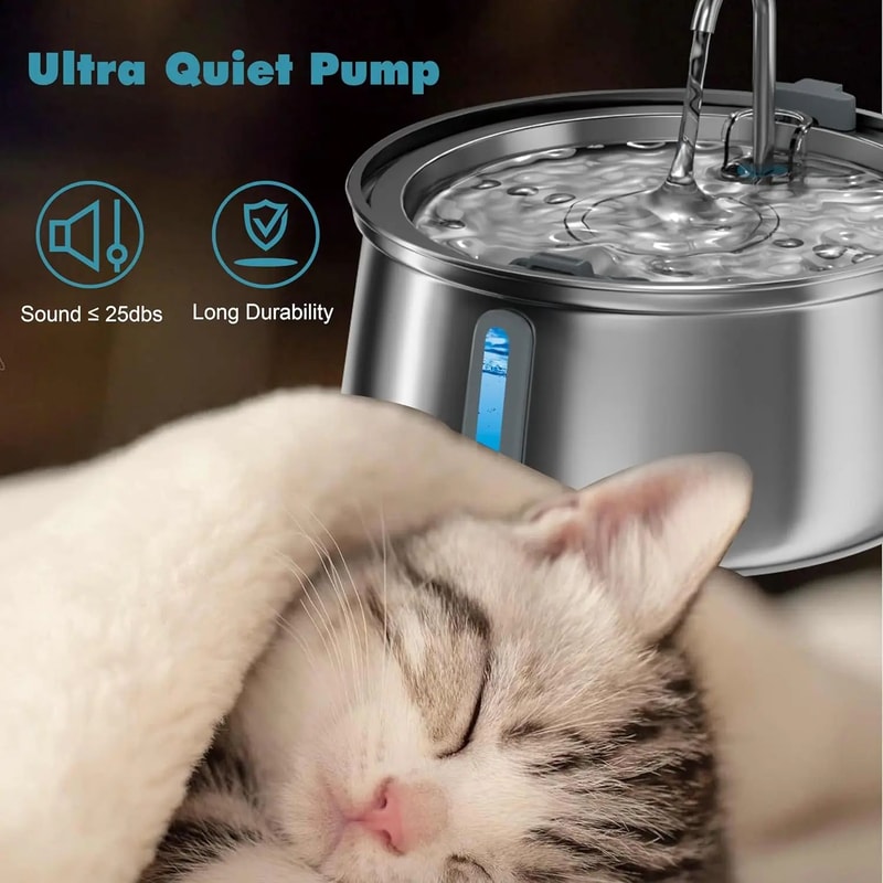 4L Stainless Steel Automatic Cat Water Fountain With Multi Layer Filtration 7