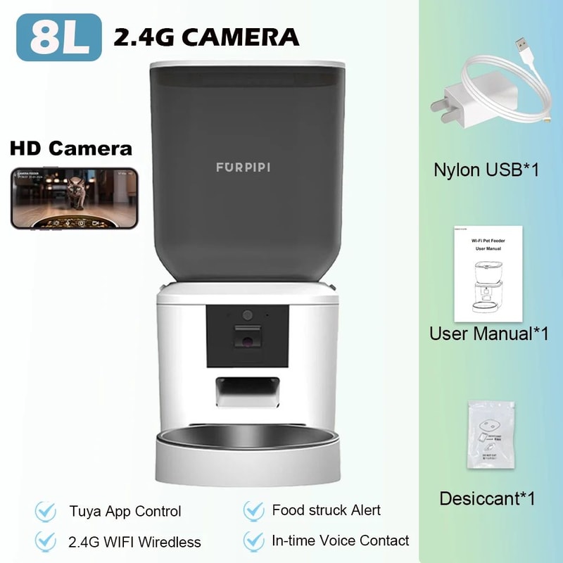 Furpipi Smart Automatic Pet Feeder With 1080P Camera And WiFi 7