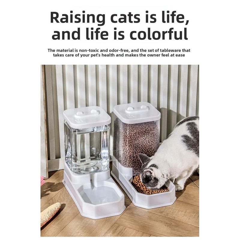 Large Capacity Automatic Pet Feeder And Water Dispenser Set 8