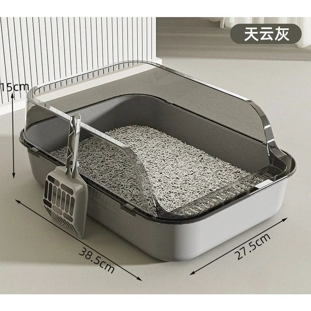 Semi Covered Cat Litter Box With Scoop 1