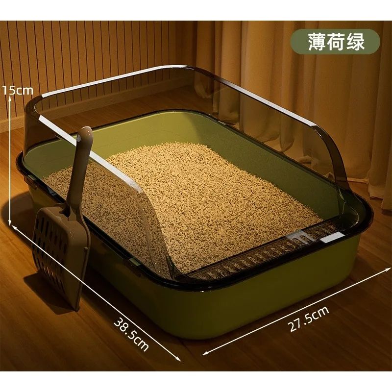 Semi Covered Cat Litter Box With Scoop 2