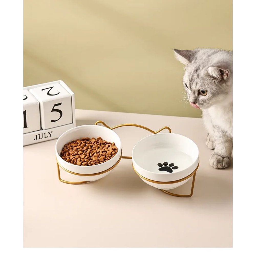 Ceramic Double Elevated Cat And Dog Bowl 5