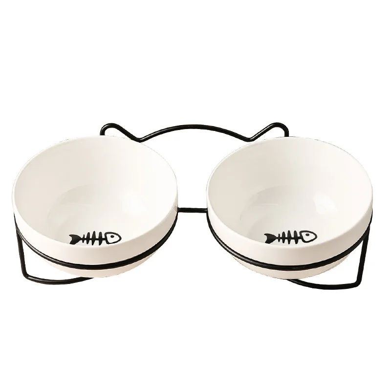 Ceramic Double Elevated Cat And Dog Bowl 13