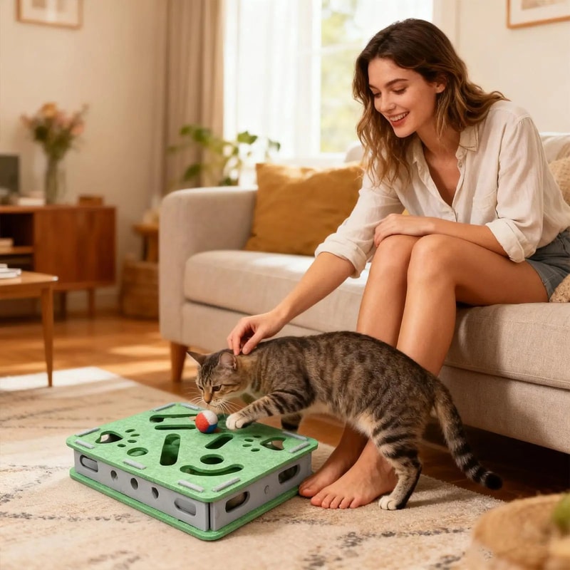 Interactive Cat Scratch Box With Bell Balls 8