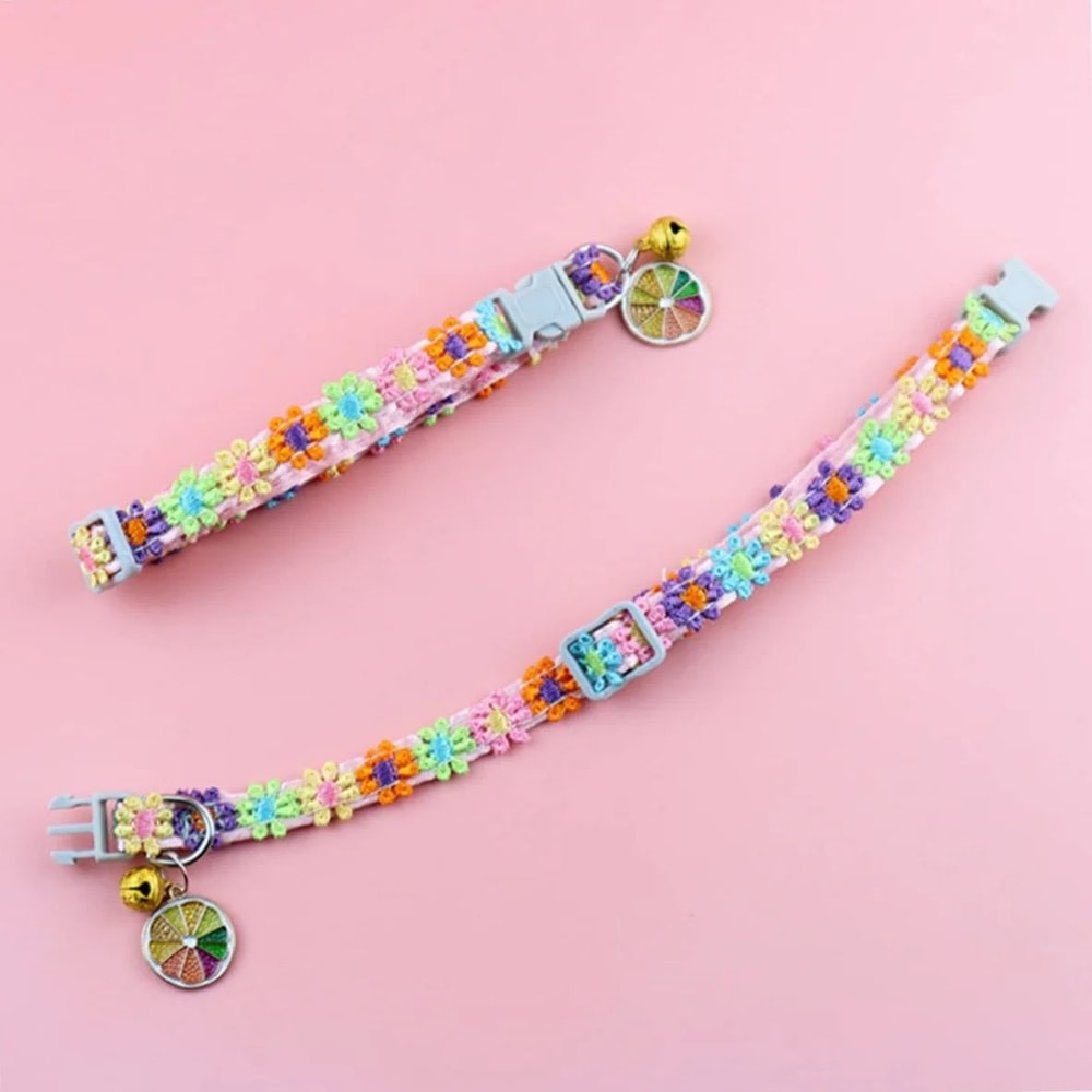 Colorful Paw Print Pet Collar With Bell 4