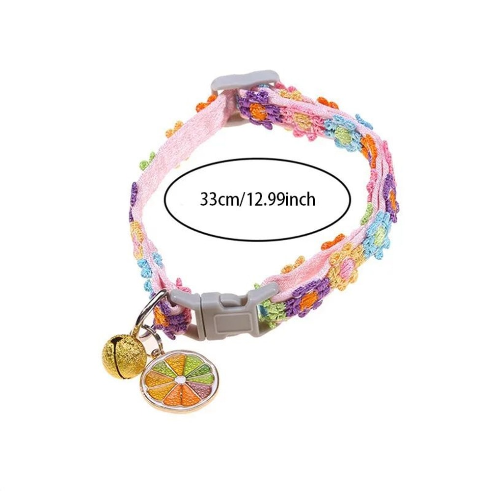 Colorful Paw Print Pet Collar With Bell 6