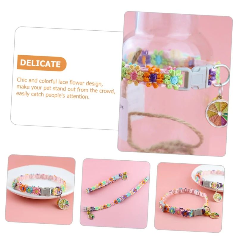 Colorful Paw Print Pet Collar With Bell 9