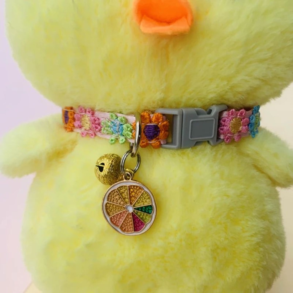 Colorful Paw Print Pet Collar With Bell 10