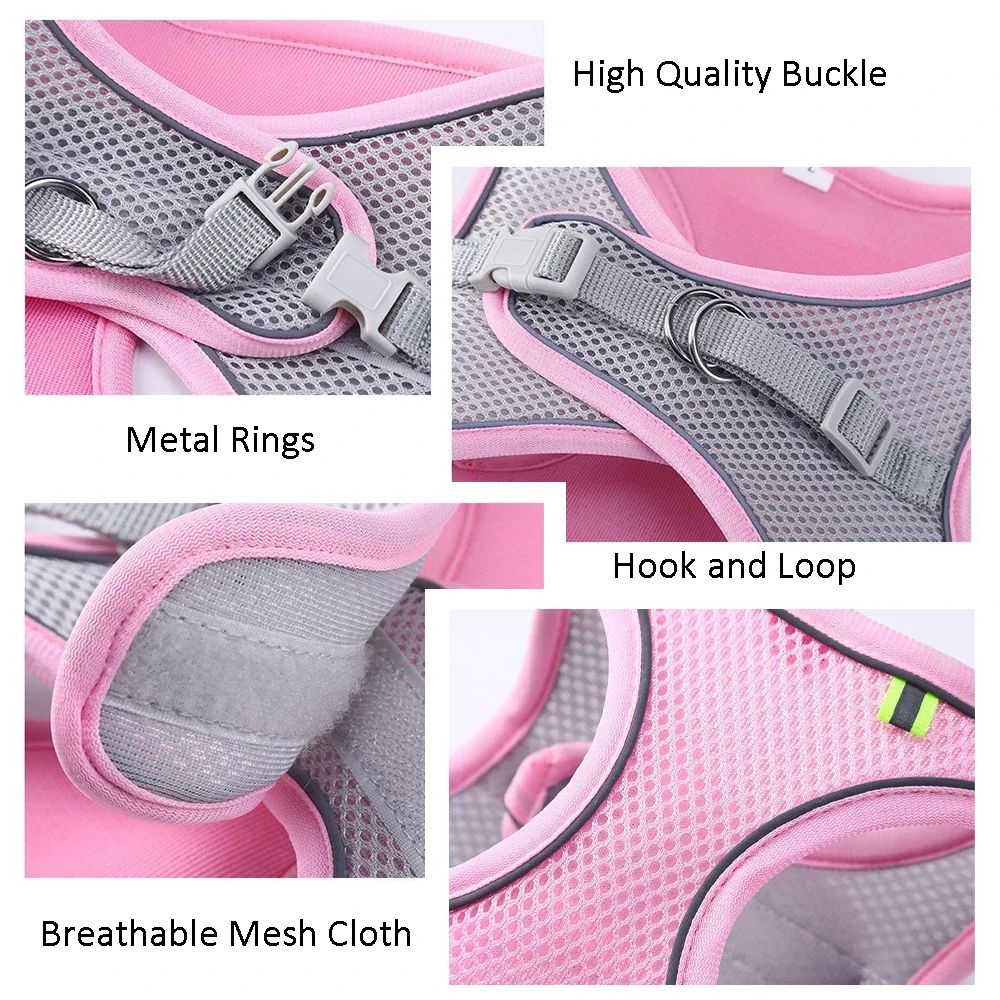 Reflective Breathable Adjustable Pet Harness And Leash Set 6