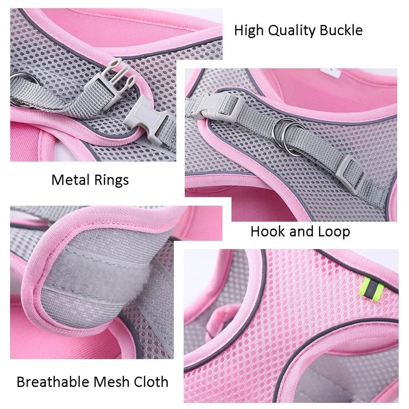 Reflective Breathable Adjustable Pet Harness And Leash Set 6