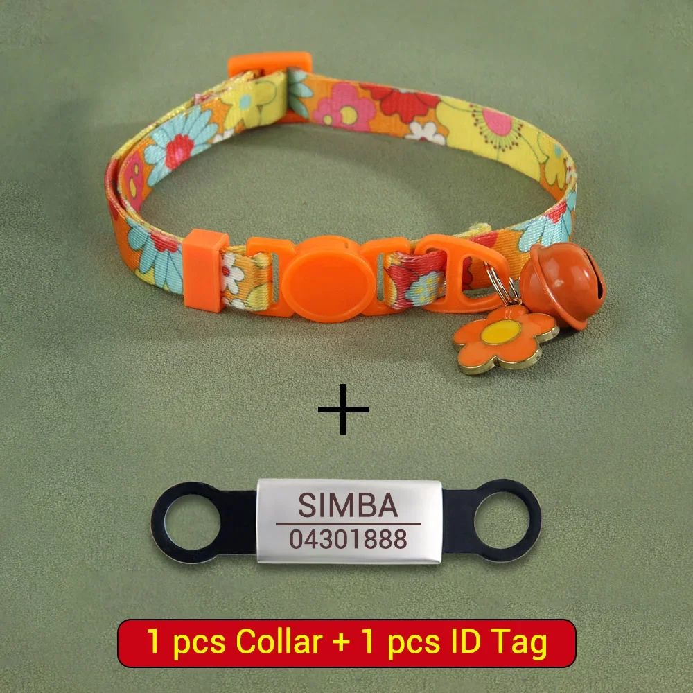 Personalized Cat Collar With Bell And Engraved ID Nameplate 6