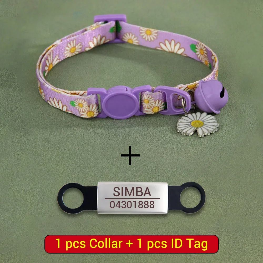 Personalized Cat Collar With Bell And Engraved ID Nameplate 11