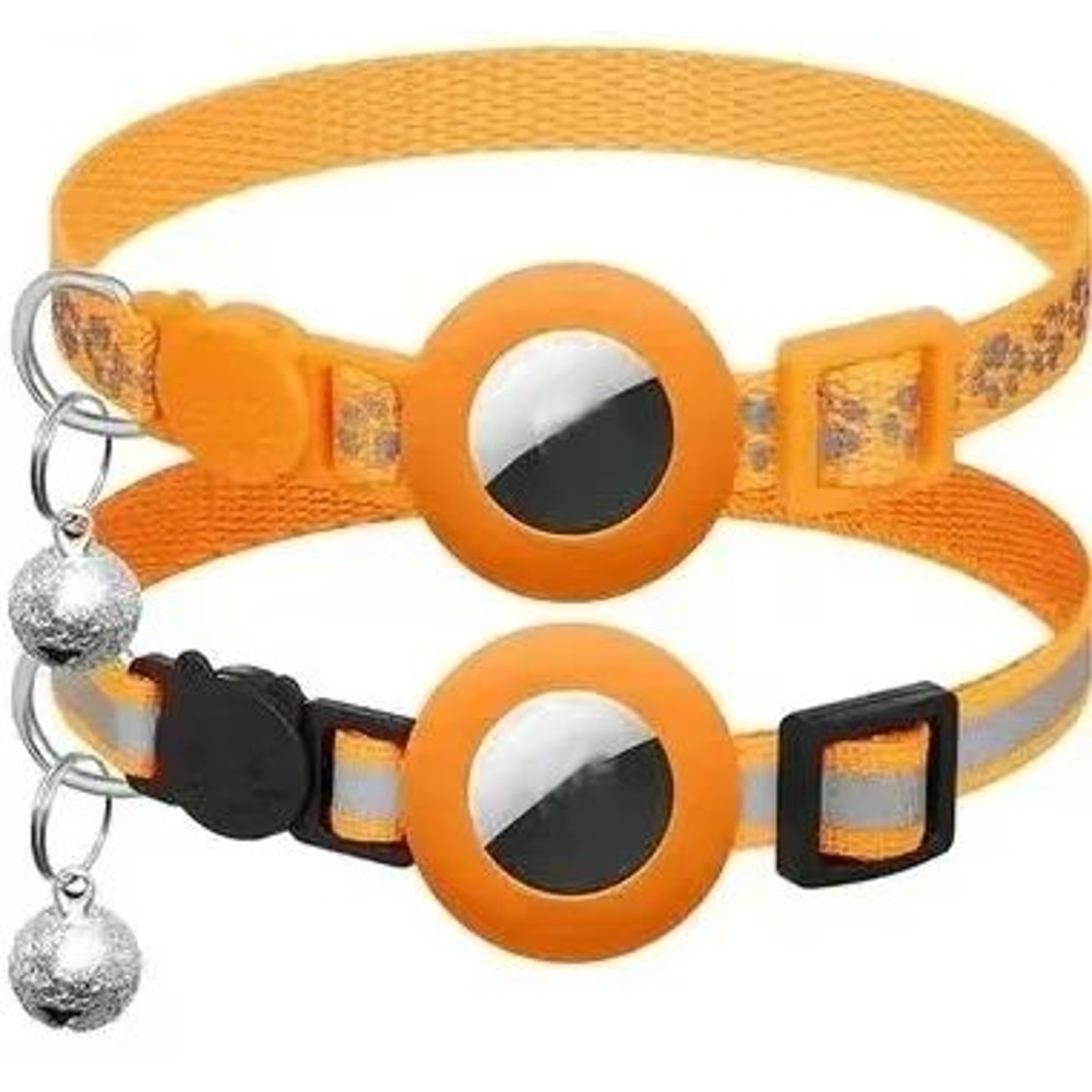 Reflective AirTag Cat Collar With Bell And Safety Breakaway Buckle 12