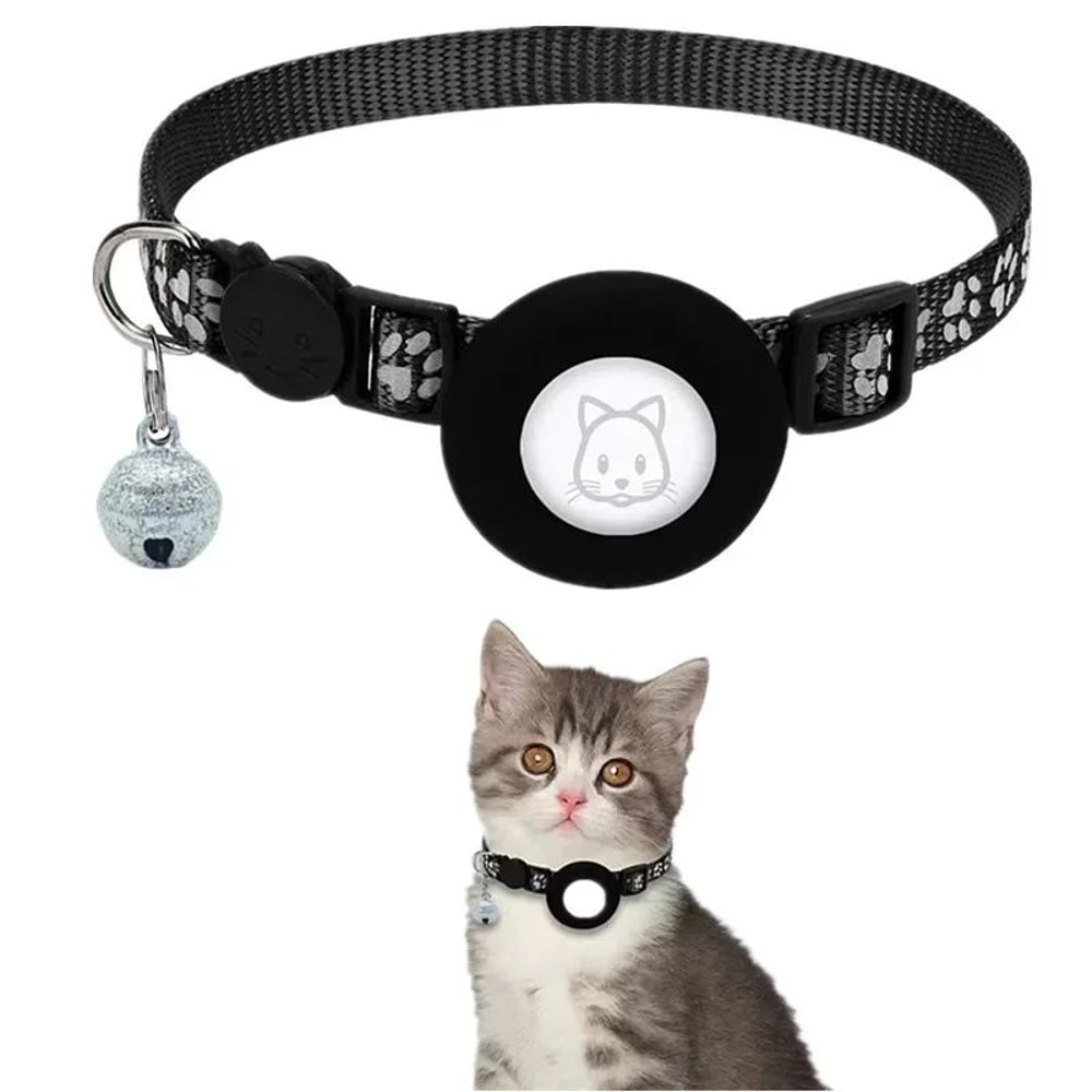 Reflective AirTag Cat Collar With Bell And Safety Breakaway Buckle 10