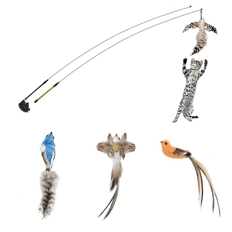 Interactive Feather Bird Teaser Wand Cat Toy 5