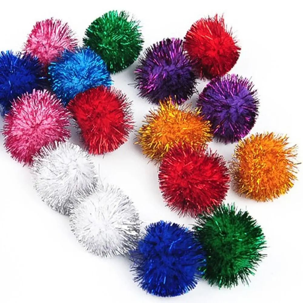 50 Piece Sparkle Pom Pom Cat Toy Balls Set 1