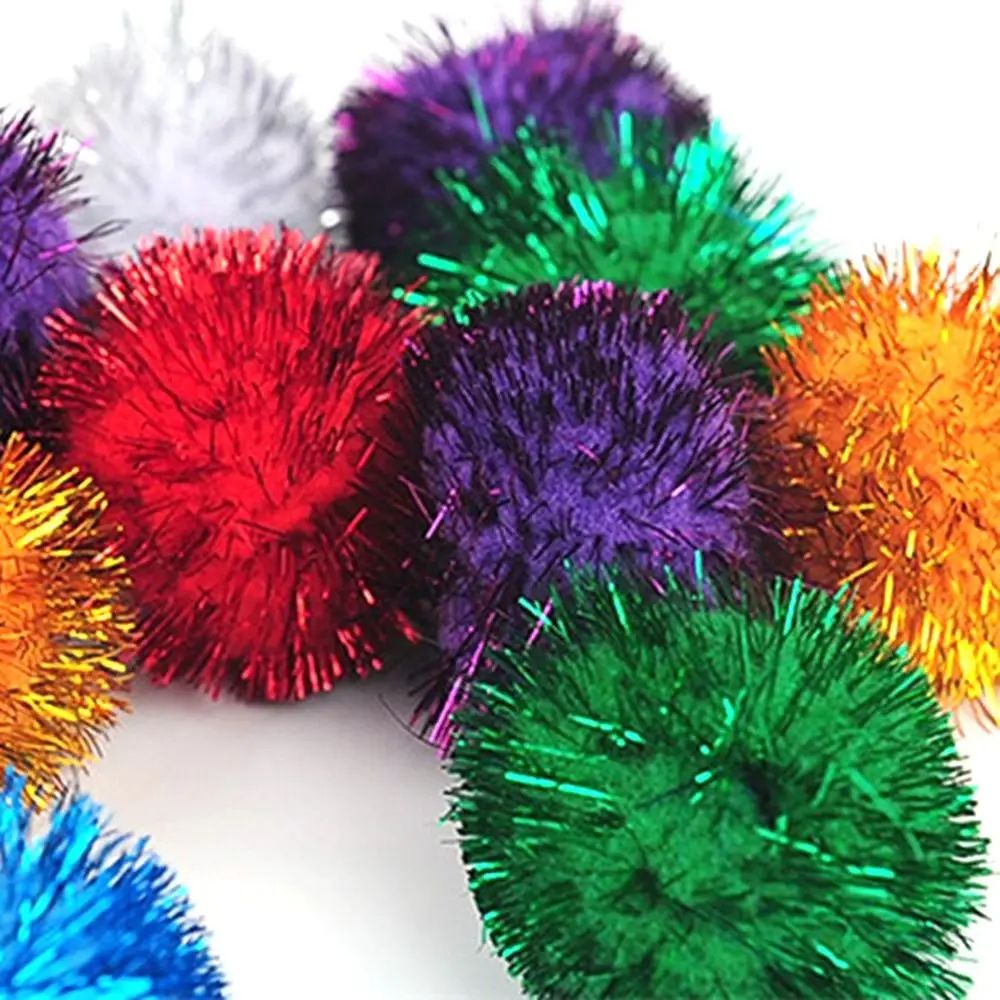 50 Piece Sparkle Pom Pom Cat Toy Balls Set 3