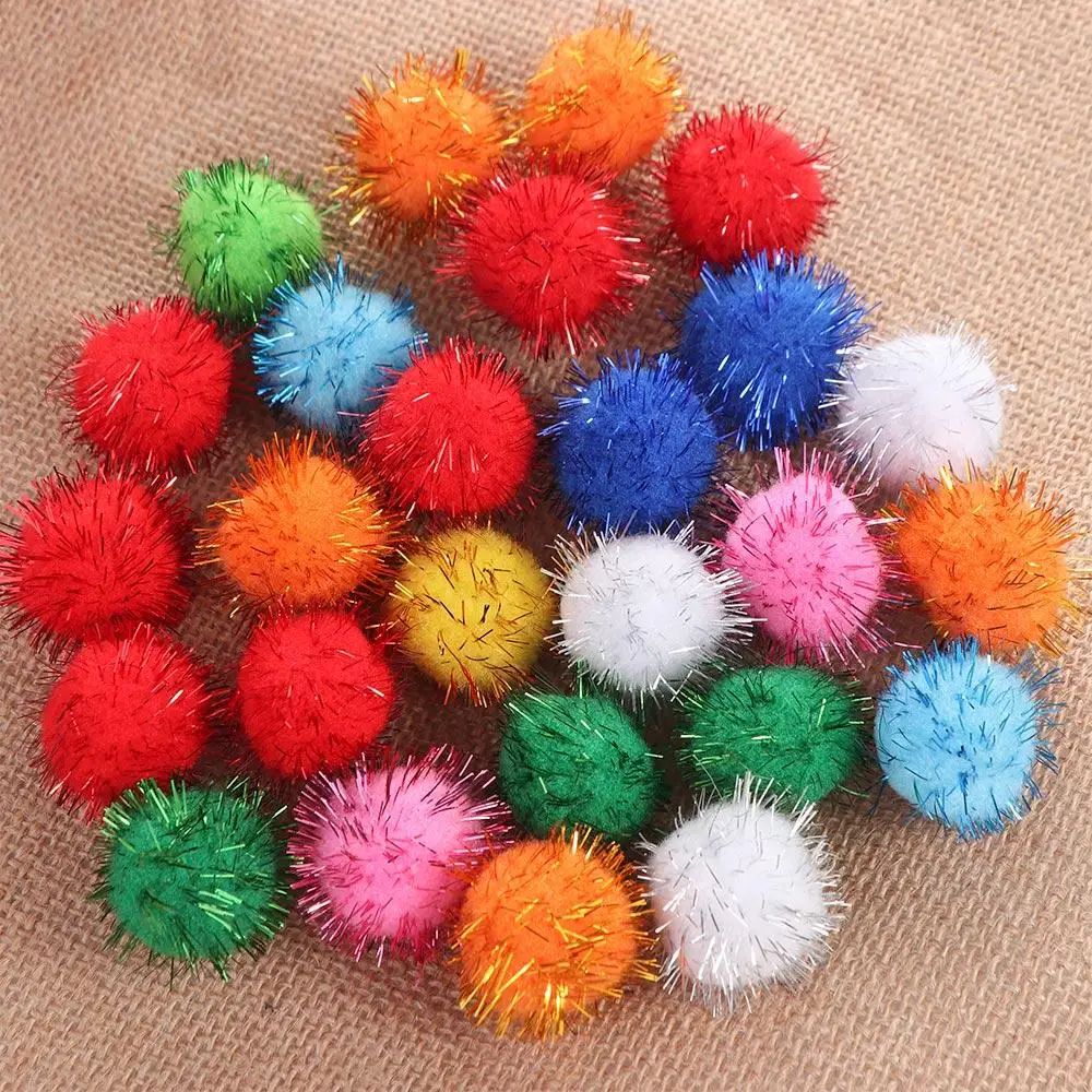 50 Piece Sparkle Pom Pom Cat Toy Balls Set 4