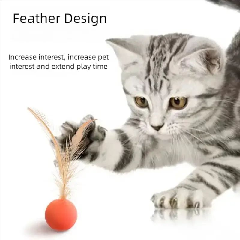 Interactive Elastic Ball Cat Toy With Feather 8