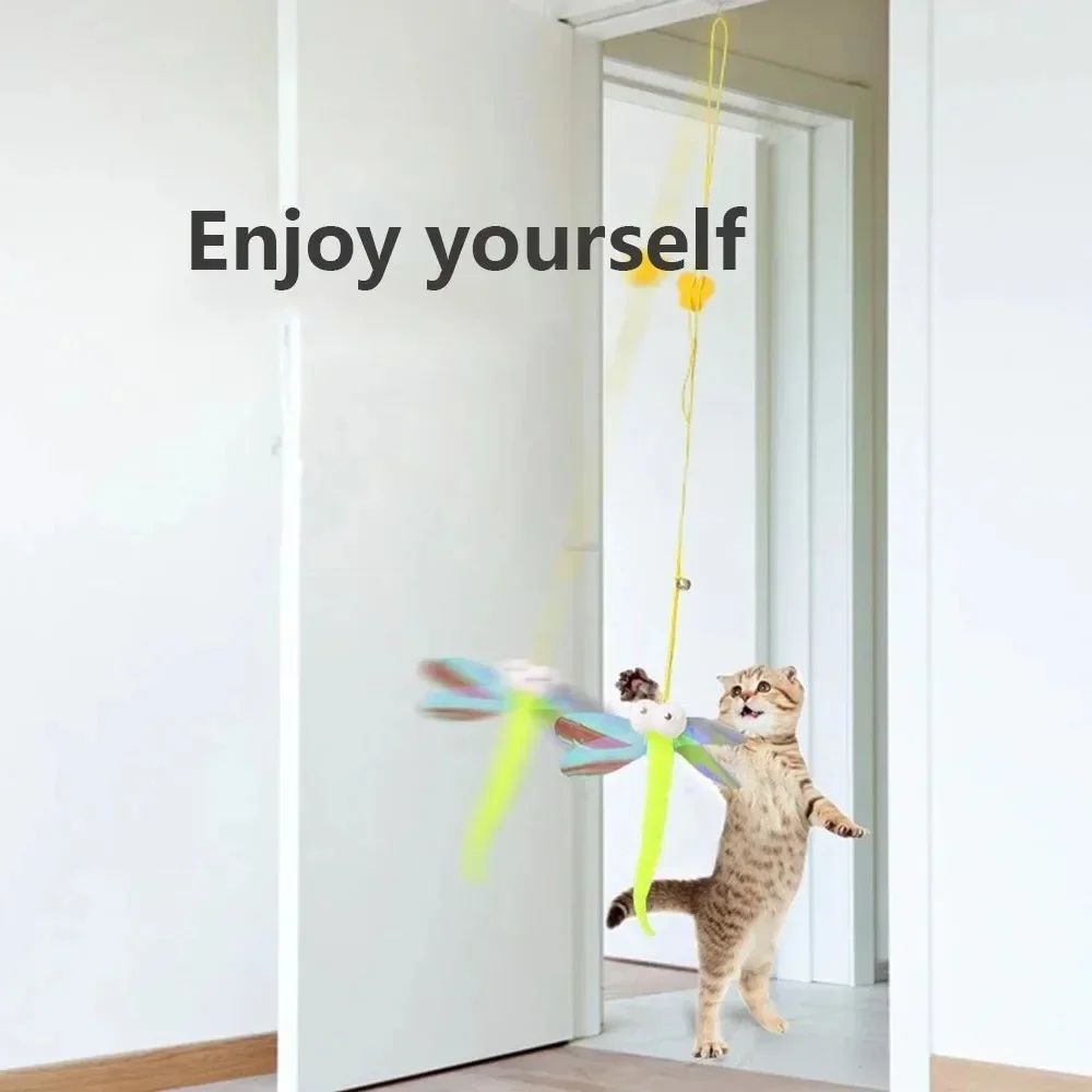 Interactive Hanging Cat Toy With Feather Teaser And Elastic Rope 1