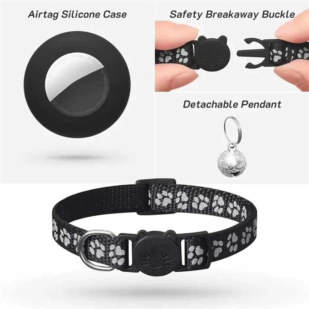 Reflective Airtag Compatible Cat Collar With Safety Buckle 2